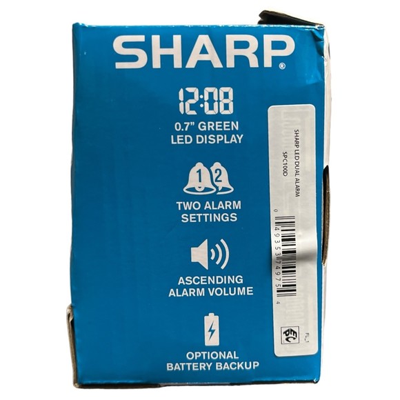 Sharp Electric Digital Dual Alarm Clock Battery Backup LED Large Display Snooze - Picture 4 of 5